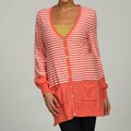 Lauren Hansen Women's Coral/ White Stripe Cardigan FINAL SALE