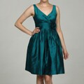 Eliza J Women's Teal Silk Rosette V-neck Dress