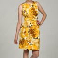 Eliza J Women's Yellow Floral Belted Dress