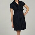 Eliza J Women's Petite Navy Theory Ruffle Shirt Dress