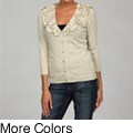Colourworks Women's V-neck Ruffle Cardigan FINAL SALE