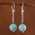 Sterling Silver 'Azure Worlds' Recon Turquoise Drop Earrings (Peru)