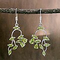 Sterling Silver 'Drifting Petals' Peridot Dangle Earrings (India)