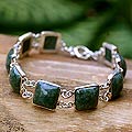 Sterling Silver 'Love's Riches' Jade Link Bracelet (Guatemala)