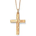 14k Yellow Gold Footprints Cross Pendant