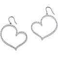 Isabella Collection Platinum over Silver 1/10ct TDW Diamond Heart Earrings (G-H, I2-I3)