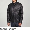 Izod Men's Black Leather Stand Collar Jacket