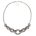 Sunstone Sterling Silver Oxidized Bali Filigree Link Necklace
