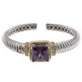 La Preciosa Two-tone Purple and White Cubic Zirconia Bangle Bracelet
