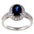 18k White Gold Blue Sapphire and 1/2ct TDW Diamond Ring (G-H, VS1-VS2)