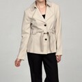 Isabella Women's White/ Black 2-piece Belted Pant Suit