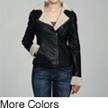 Collezione Women's Plus Size Leather Faux Shearling Moto Jacket