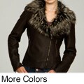 Collezione Women's Faux Leather Faux Fur Collar Moto Jacket