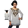 Women's Georgette Crepe and Gold Neckline Kurti/ Tunic (India)