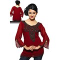 Georgette Maroon with Antique Beadwork Kurti/ Tunic (India)