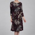 Connected Apparel Women's Plum Printed Sweater Knit Dress