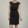 Connected Apparel Women's Charcoal Belted Dress