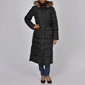 DKNY Women's Black Quilted Down Full-length Zip-front Hooded Coat