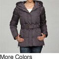 Nine West Women's Drawstring Hooded Belted Down-filled Coat FINAL SALE