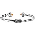 Sterling Silver Faceted Citrine Hinged Cable Cuff Bracelet (Indonesia)