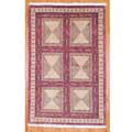 Tibetan Hand-knotted Eggplant/ Beige Wool Rug (5'9 x 8'10)