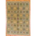 Tibetan Hand-knotted Beige/ Green Wool Rug (6' x 8'9)