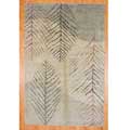 Tibetan Hand-knotted Beige/ Green Wool Rug (6' x 9')