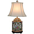 Rose Medallion Scallop Jar Porcelain Table Lamp