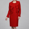 Kasper Women's Crimson 2-piece Ruffle Collar Dress Suit