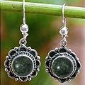Handcrafted Sterling Silver 'Antigua Sun' Jade Earrings (Guatemala)