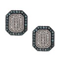 Sterling Silver 1/4ct TDW Blue and White Diamond Stud Earrings (H-I, I2)