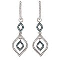 Silver 1/2ct TDW Blue and White Diamond Marquise Earrings (H-I, I2)