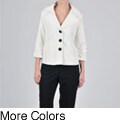 Signature by Larry Levine Women's 3/4-sleeve Jacket Pant Suit