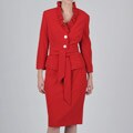 Signature by Larry Levine Women's Ruffle-collared Skirt Suit