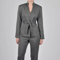 Signature by Larry Levine Women's Heather Twill Belted Pant Suit