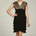 Scarlett Women's Black/ Gold Shutter Pleat Dress