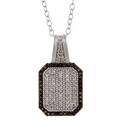 Silver 1/3ct TDW Black and White Diamond Emerald-shaped Necklace (H-I, I2)