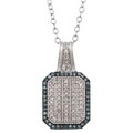 Silver 1/3ct TDW Blue and White Diamond Emerald-shaped Necklace (H-I, I2)