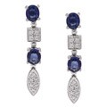 18k White Gold Sapphire and 2/5ct TDW Diamond Earrings (G-H, SI1-SI2)