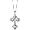 10k White Gold Diamond Accent Cross Necklace