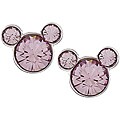 Disney's Mickey Mouse Sterling Silver Light Purple Crystal Earrings