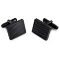 Black-plated Stainless Steel Black Carbon Fiber Cuff Links