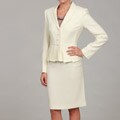 Tahari ASL Women's Herringbone Pleated Peplum Skirt Suit