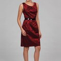 Connected Apparel Women's Red Belted Dress