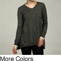 Larsen Gray Women's Striped Back V-neck Sweater FINAL SALE
