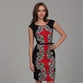 London Times Women's Black/ Red Belted Dress