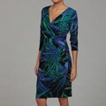 London Times Women's Black/ Blue Knot Dress