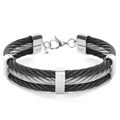 Stainless Steel Black and Steel Cable Bracelet
