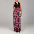 London Times Women's Purple Multi Halter Maxi Dress