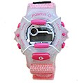 Power G Perfect Time Light Pink Alarm Chronograph Hook and Loop Strap Watch